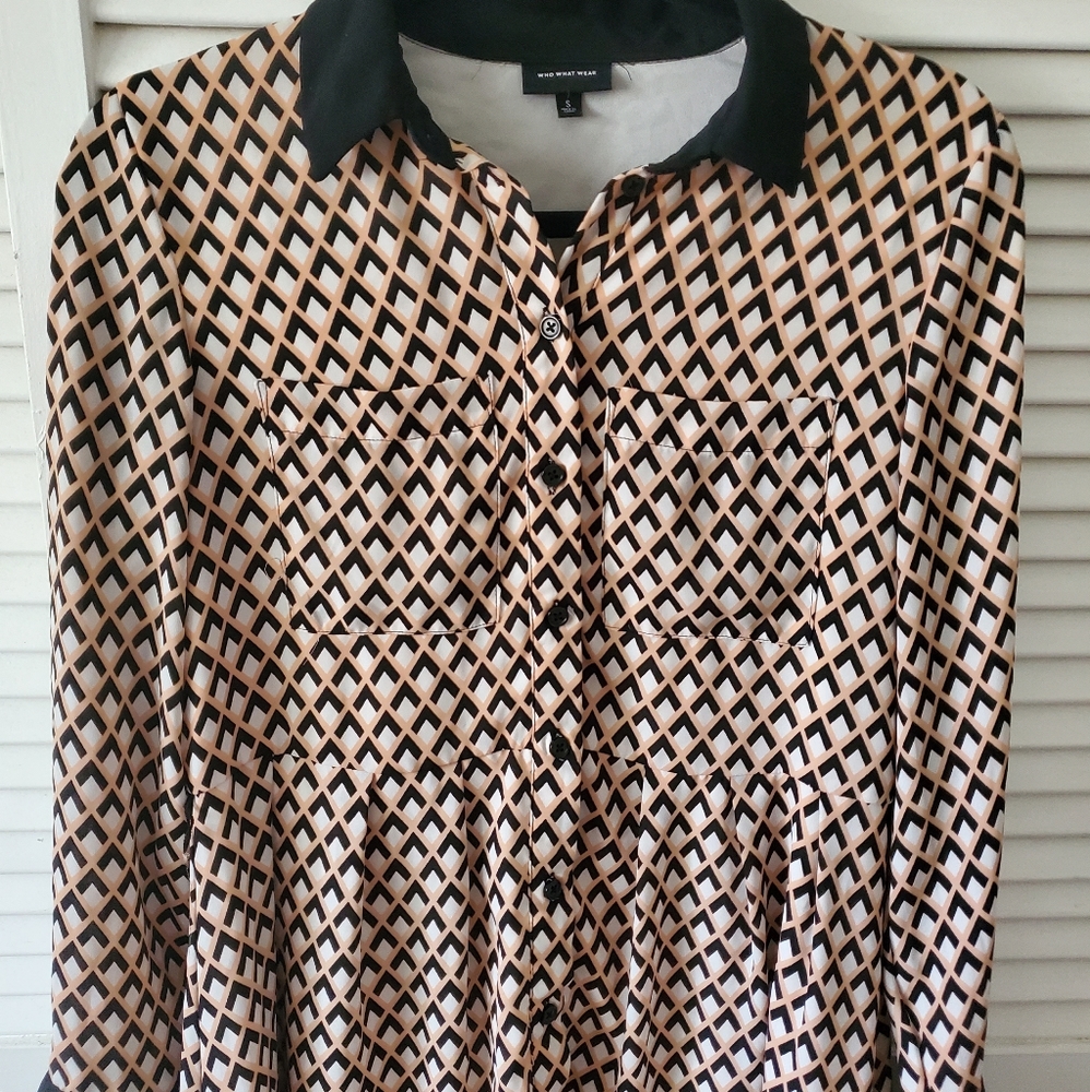 Peach, Black & White Dress